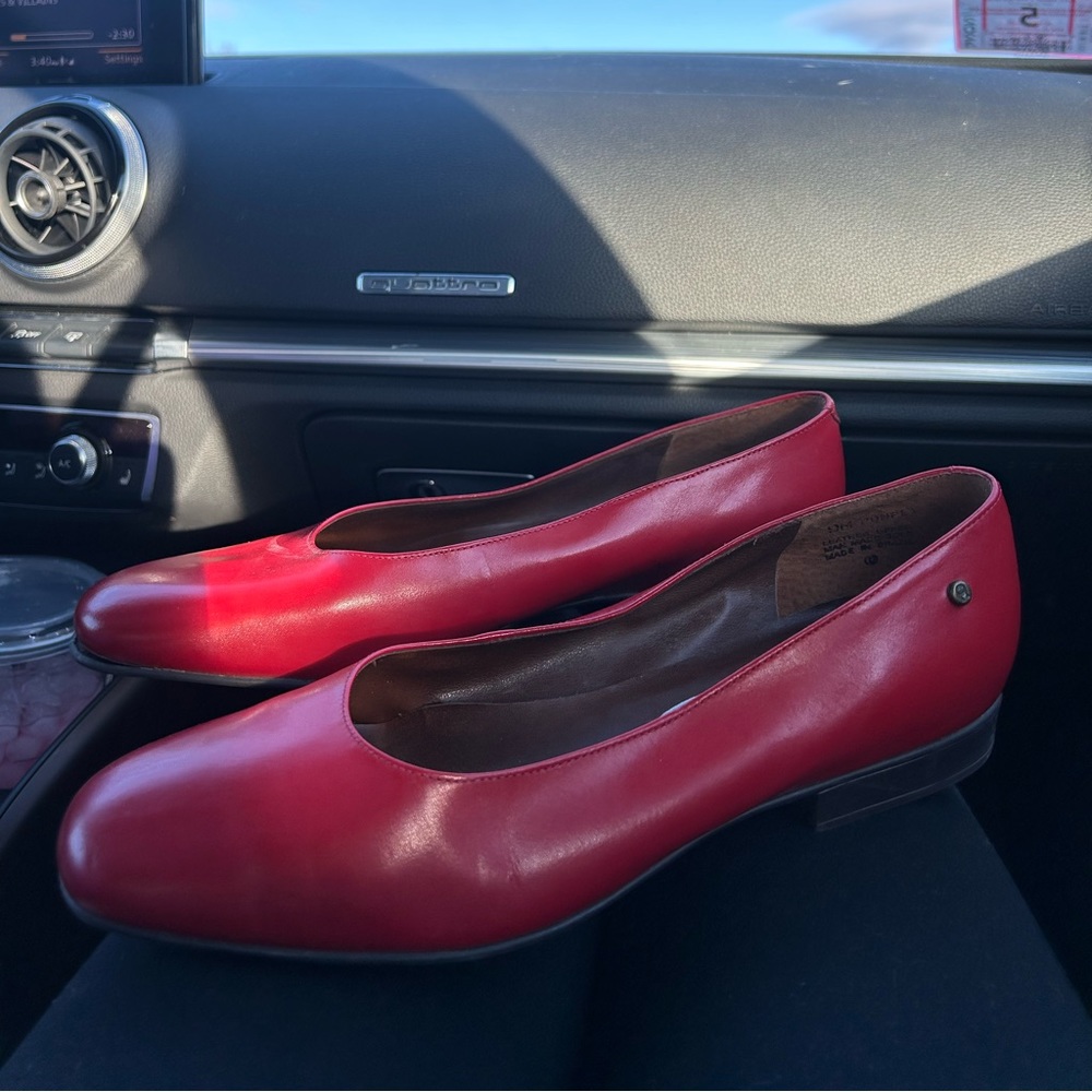 Red Leather Ballet Flats